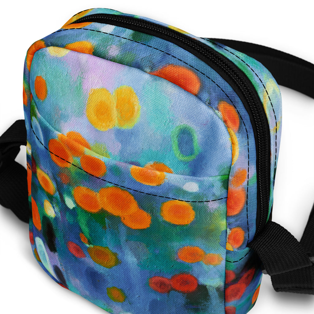 Utility crossbody bag <br> Floral Drifts <br> by Kun-Shan Hsieh
