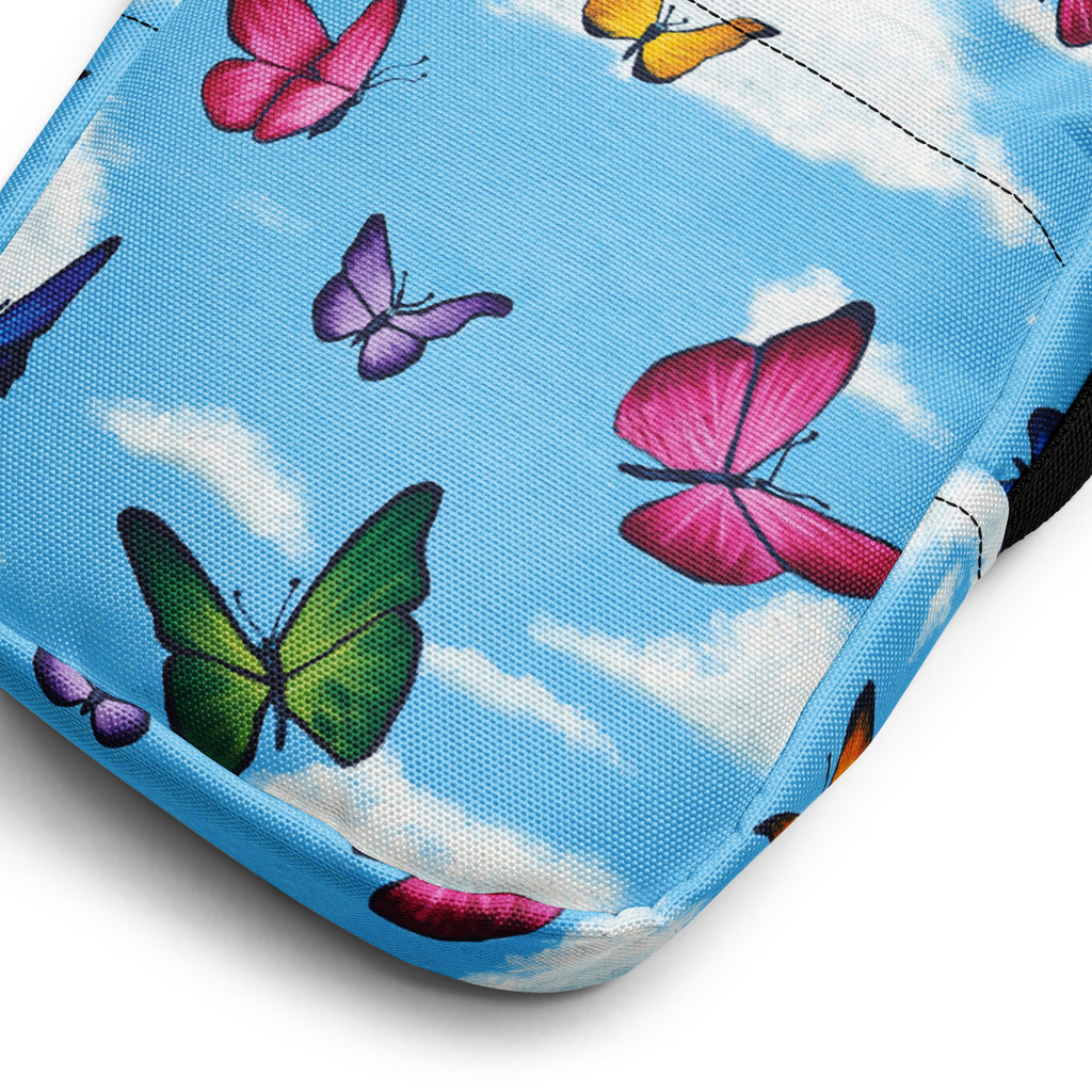 Utility crossbody bag<br> Raining Butterflies <br> by Maria Guadalupe Rivera Rosas