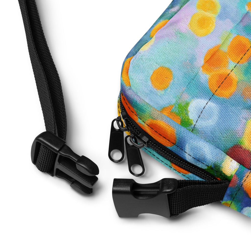 Utility crossbody bag <br> Floral Drifts <br> by Kun-Shan Hsieh
