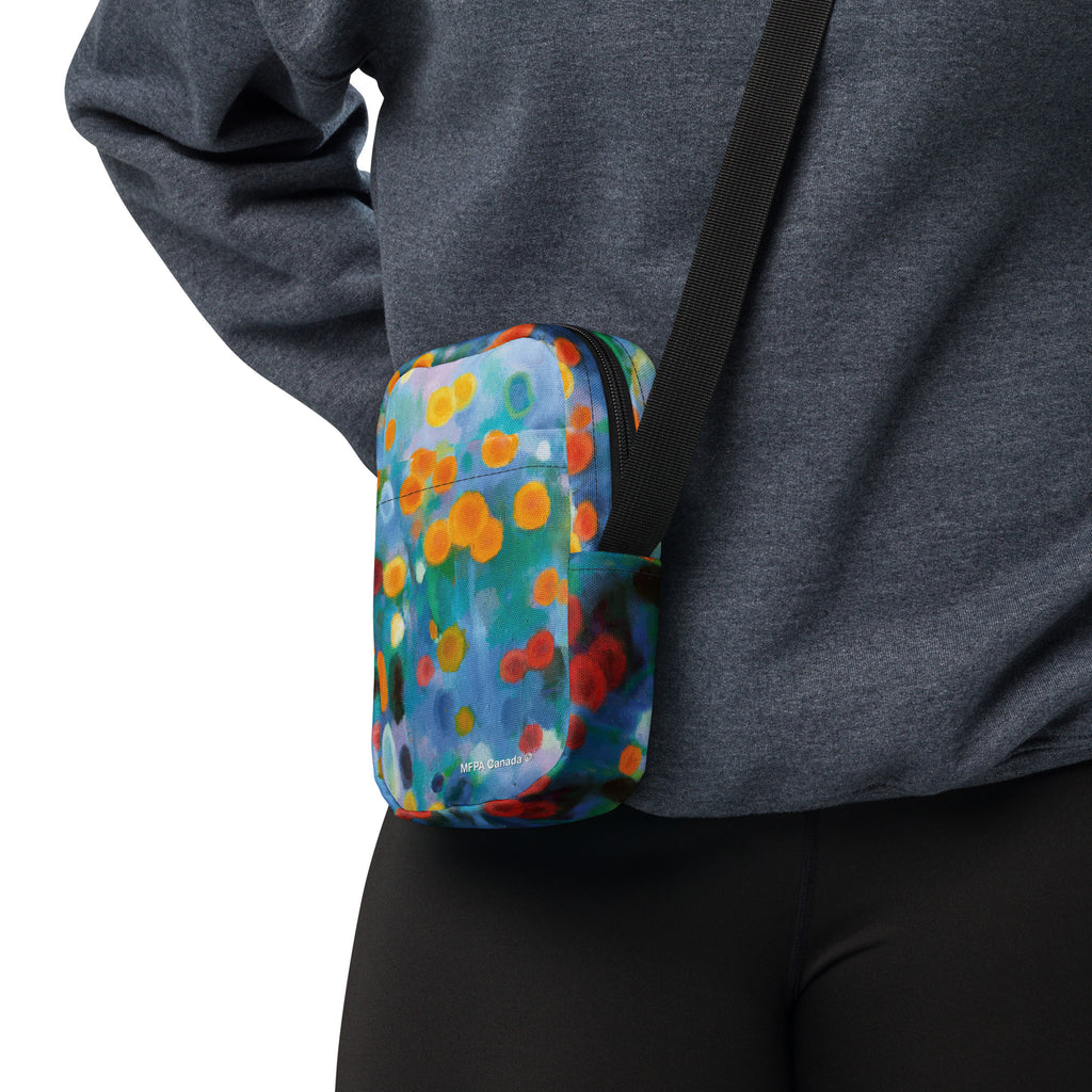 Utility crossbody bag <br> Floral Drifts <br> by Kun-Shan Hsieh