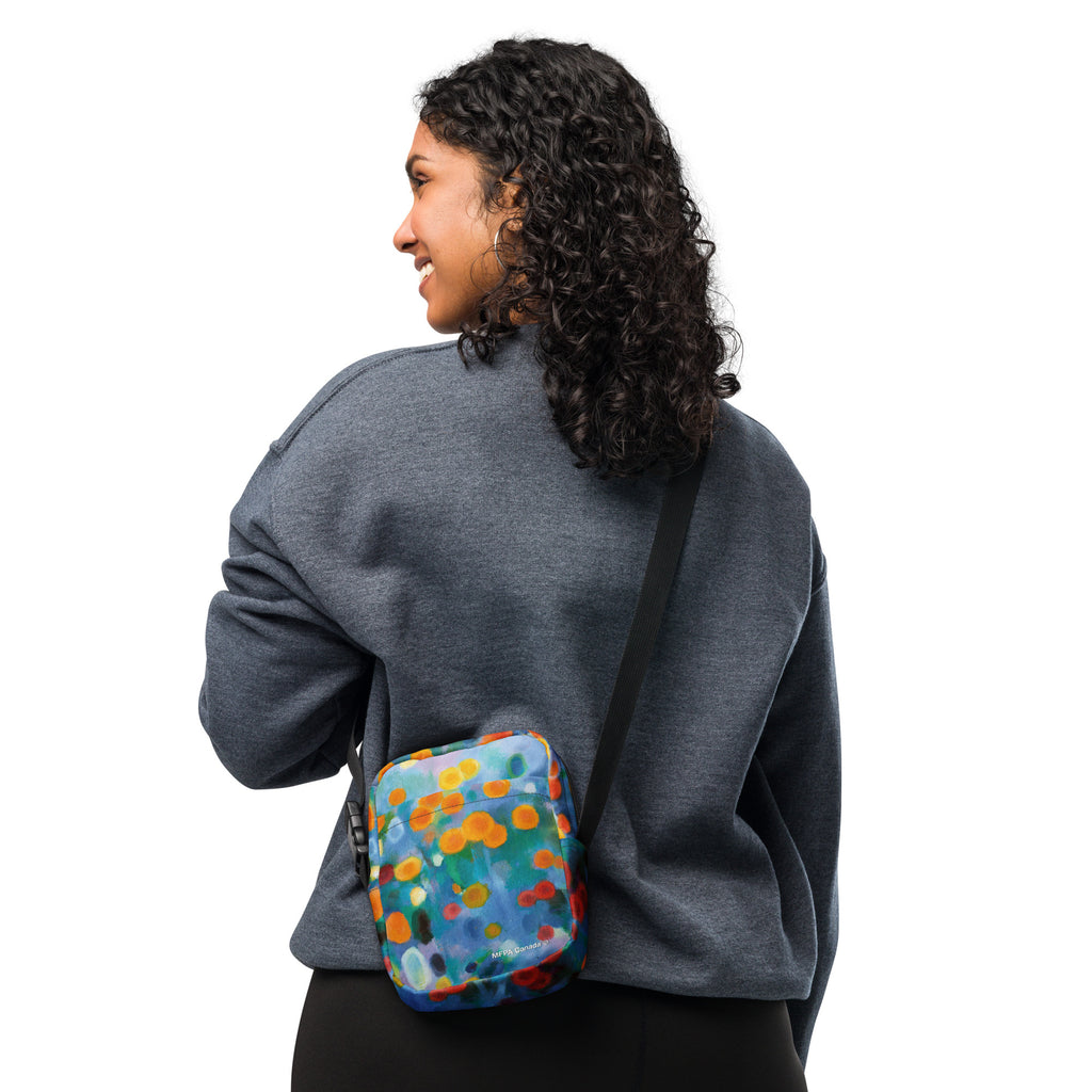 Utility crossbody bag <br> Floral Drifts <br> by Kun-Shan Hsieh