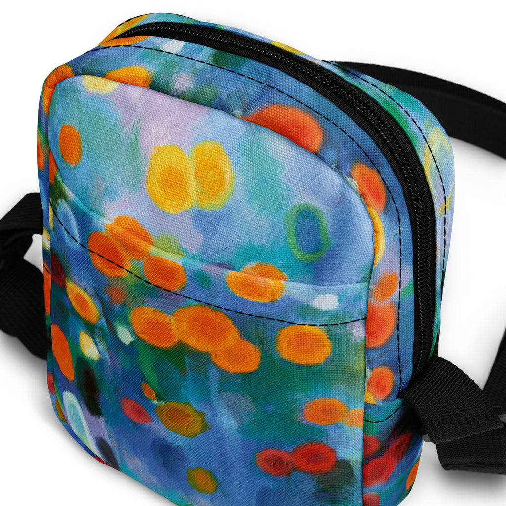Utility crossbody bag <br> Floral Drifts <br> by Kun-Shan Hsieh